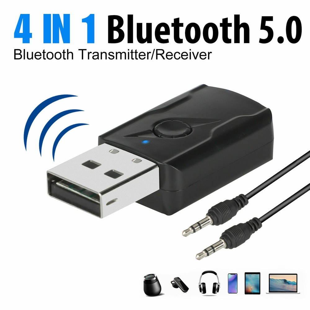 4IN1 Bluetooth 5.0 Transmitter & Receiver Wireless 3.5mm USB Aux Adapter for PC