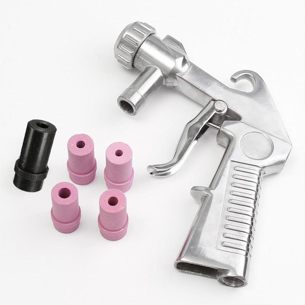 Sandblaster Kit Abrasive Sand Blasting Gun Rust Remove with Air Quick Silver