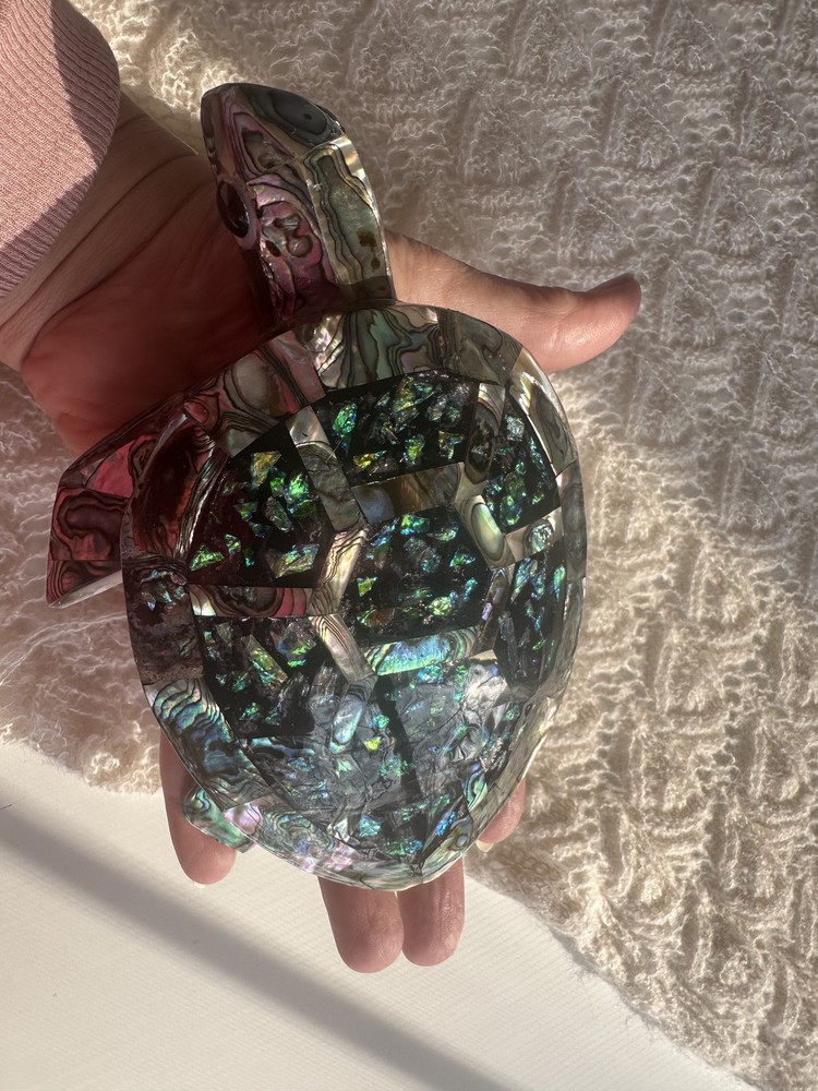 NEW LARGE ABALONE SHELL TURTLE STATUE HANDMADE IN MEXICO
