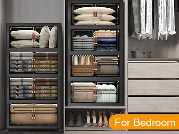 UAMFURI Extra Large Stackable Storage Bins with Lids & Wheels & Door Containers