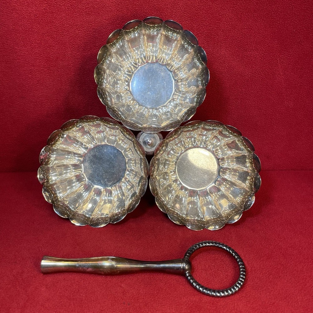 Vintage El de Uberti Italian Silver Plated 3 Section Serving Bowl With Handle