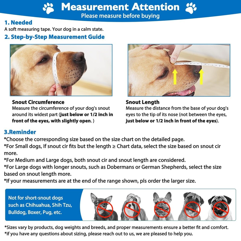 Dog Muzzle Basket for Aggressive Dogs: Stop Biting Chewing, All Sizes