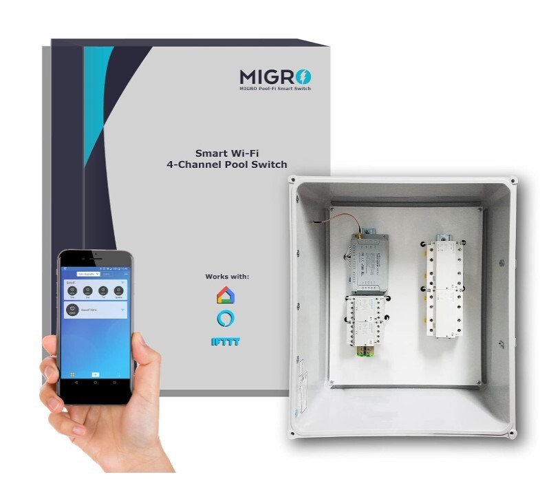 WiFi Pool Controller, Pump Heater, Lights, Timer, Smartphone AP, Alexa, Google