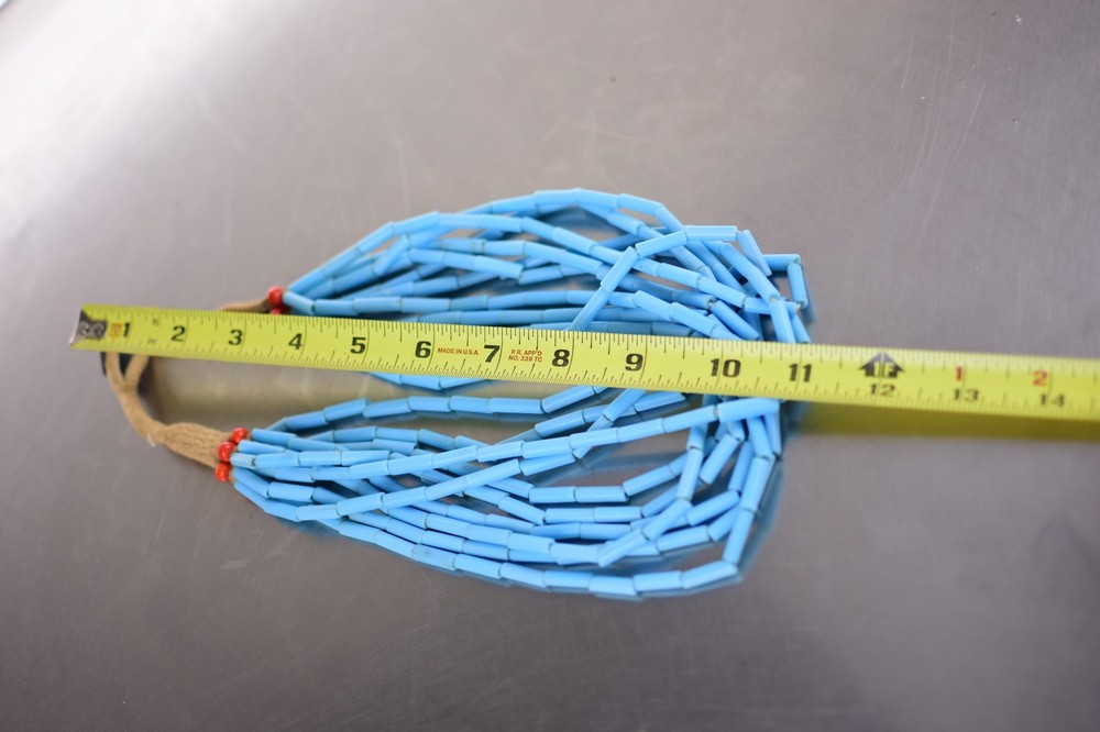 Native American Blue Turquoise Pipe bead 10 strand