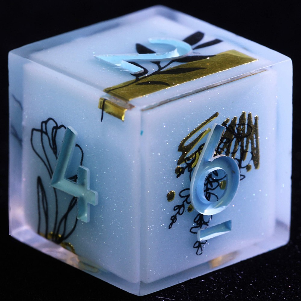 9 Polyhedral Resin DnD Sets Dice Golden Leaf Vein
