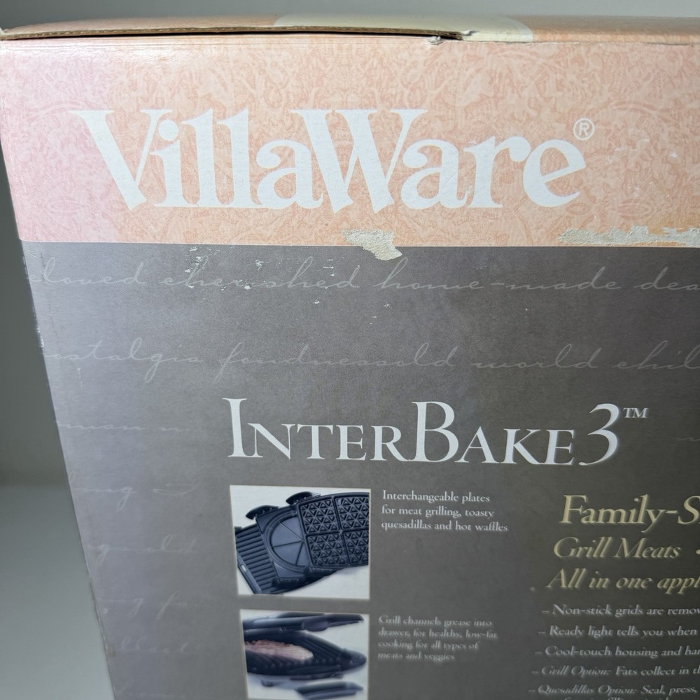 VillaWare InterBake3 Family-Sized Interchangeable Baker 4-square OPEN BOX