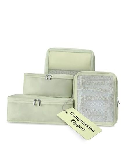 Space-Saving Compression Packing Cubes for Women, Men, 4-Pack Sage