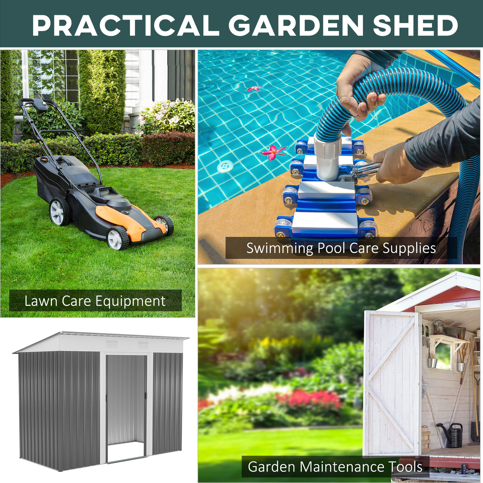 8' x 4' Metal Outdoor Storage Garden Shed with 2 Air Vents