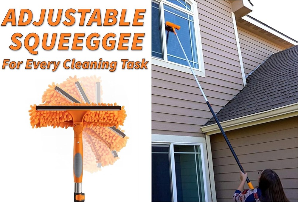 Telescoping Cleaning Kit with 12ft Extension Pole for Windows & Cobs, 20ft
