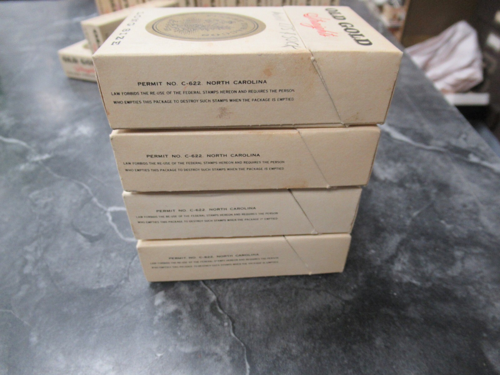 1 Vintage Used Empty Cigarette Hard Pack Paper Label Wrapper OLD GOLD Straights