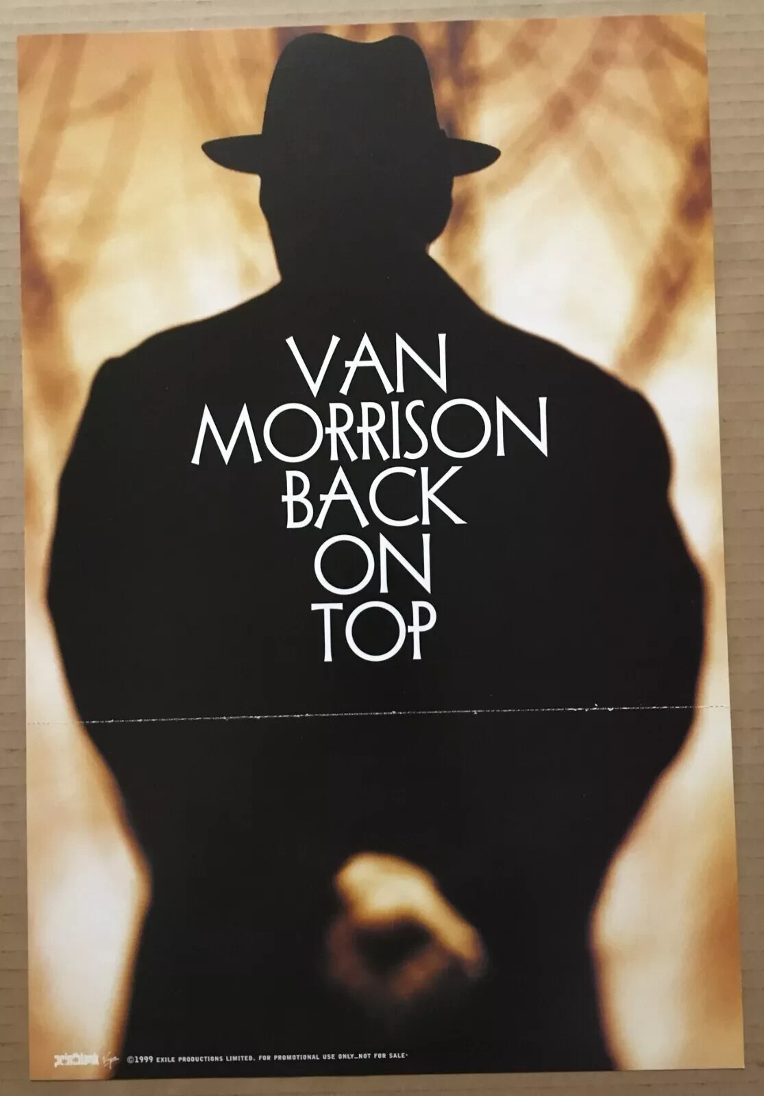 VAN MORRISON "BACK ON TOP" 2-SIDED U.S. PROMO POSTER - Hands Behind His Back