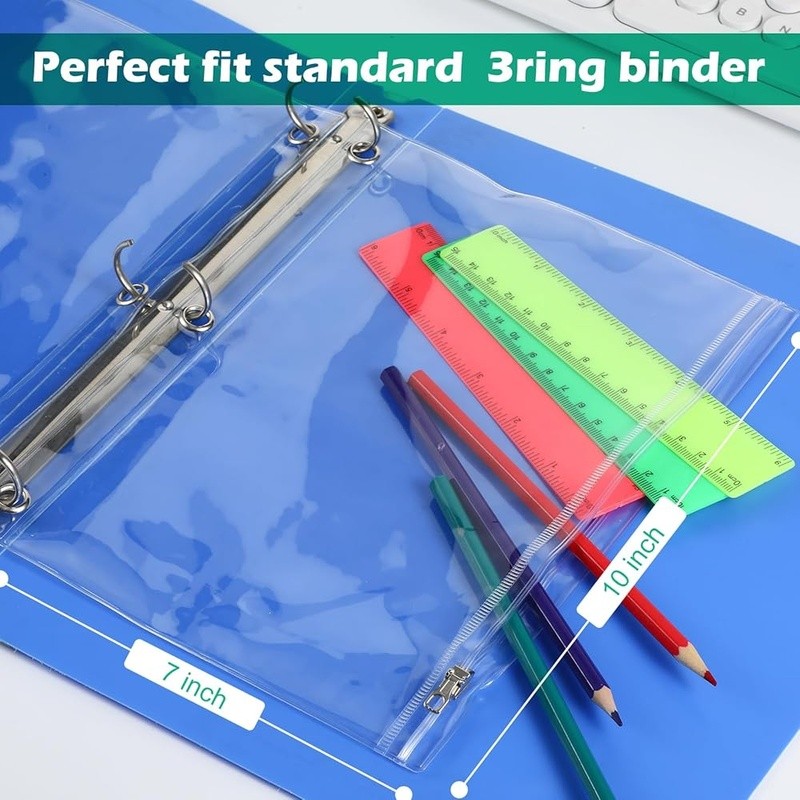 Clear Pencil Pouches 3 Ring Binder Durable Waterproof Zippered Storage Solutions