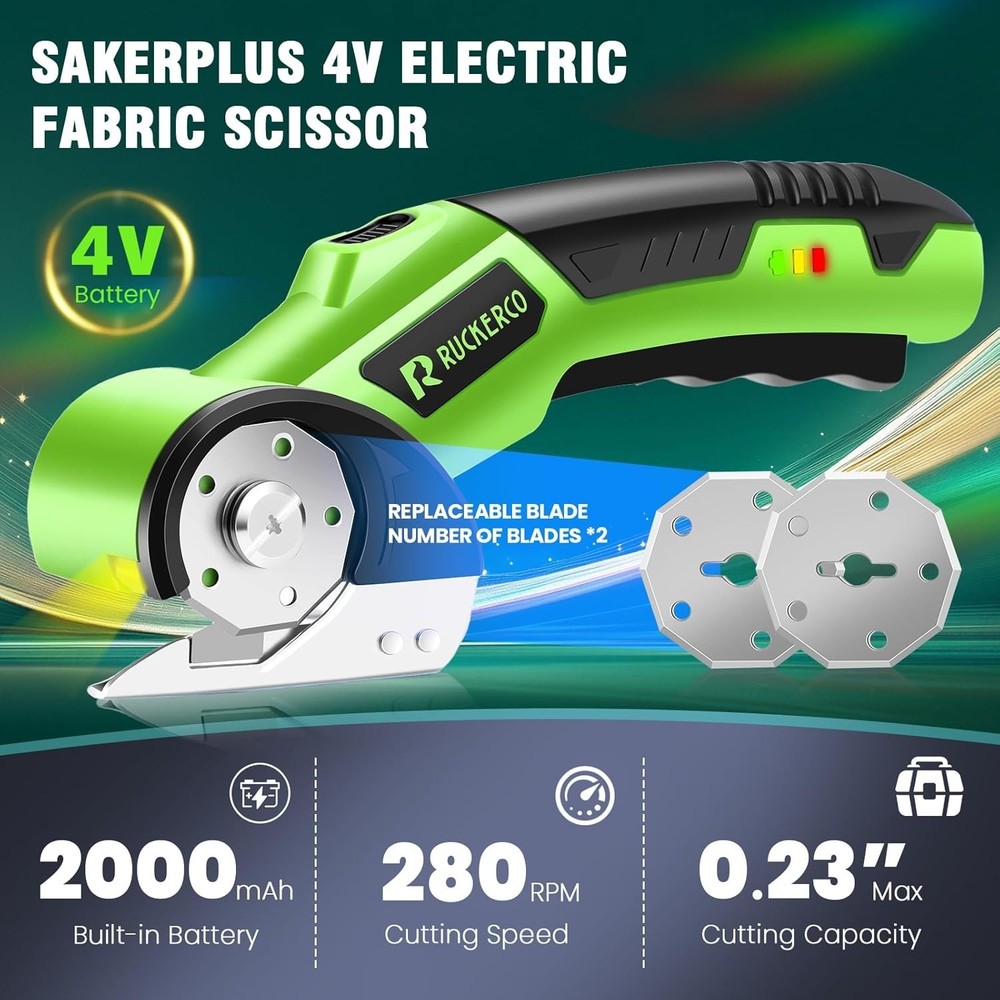 Multi-Functional Cordless Scissors for Fabric, Carpet, and More - 2 Blades!