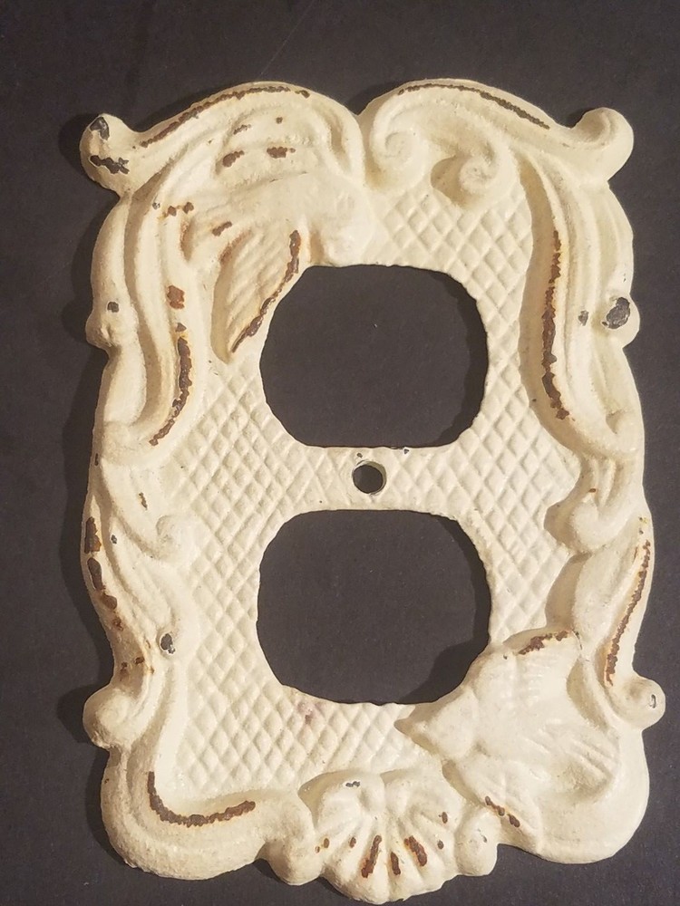Vintage Cast Iron Outlet Receptacle Cover Plate