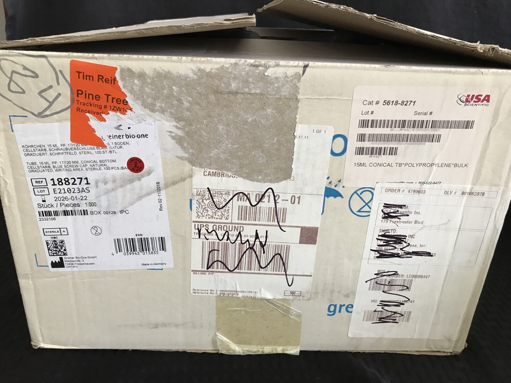 (1000/Cs) GREINER BIO-ONE 15mL PP Graduated Centrifuge Tubes Conical Bottom