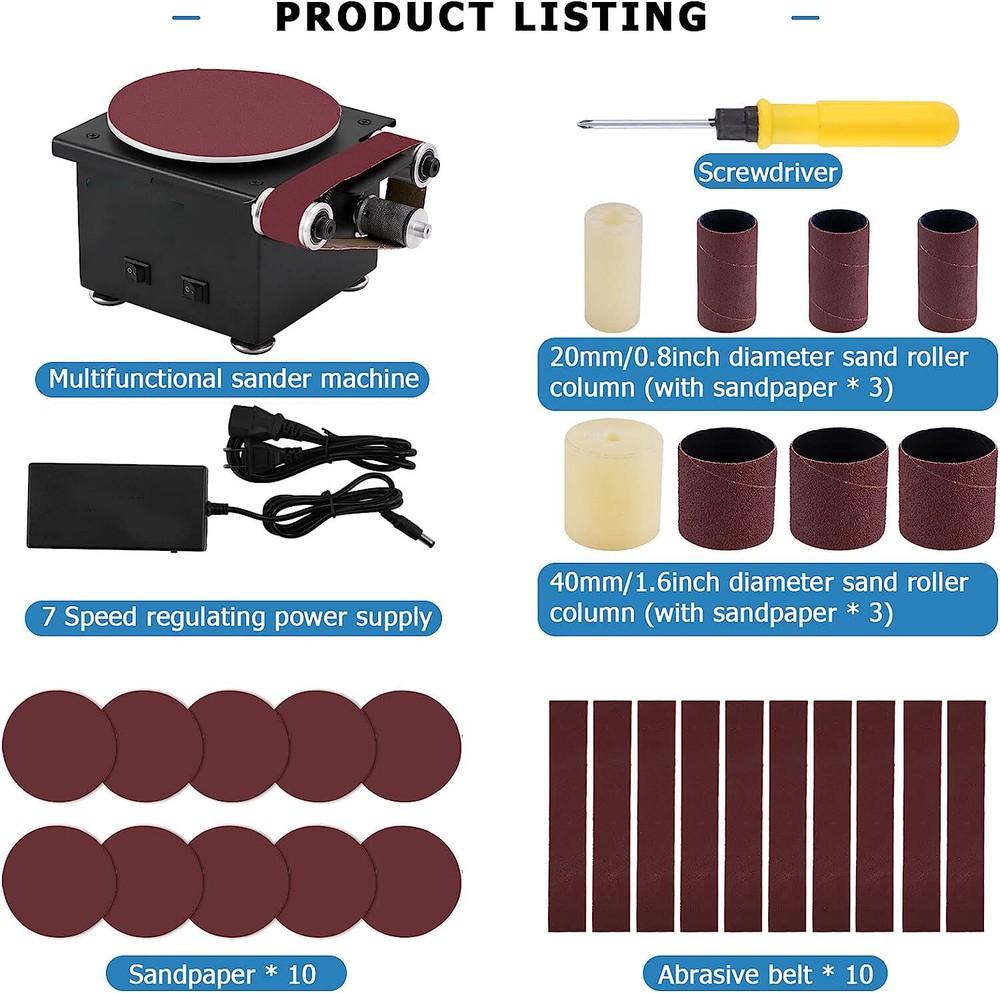 6inch Electric Disc Sander Machine Edge Sharpener Mini Bench Polisher Tools Kits