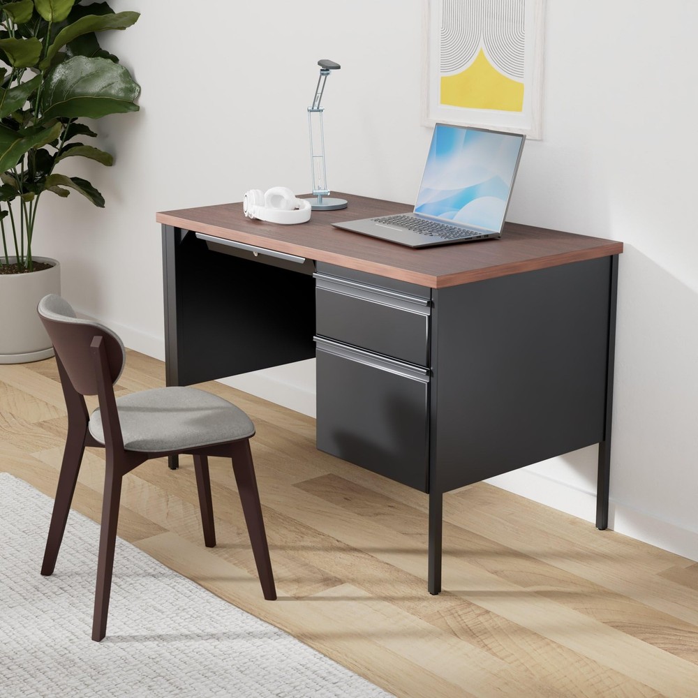 Lorell Fortress Series Walnut Laminate Top Desk
