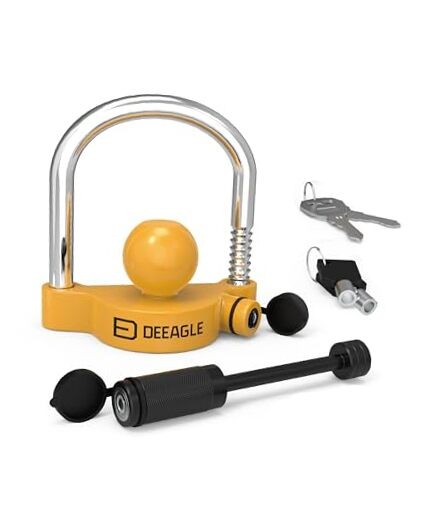 Trailer Coupler Lock, Include Universal Trailer Ball 3.5 inch yellow&black