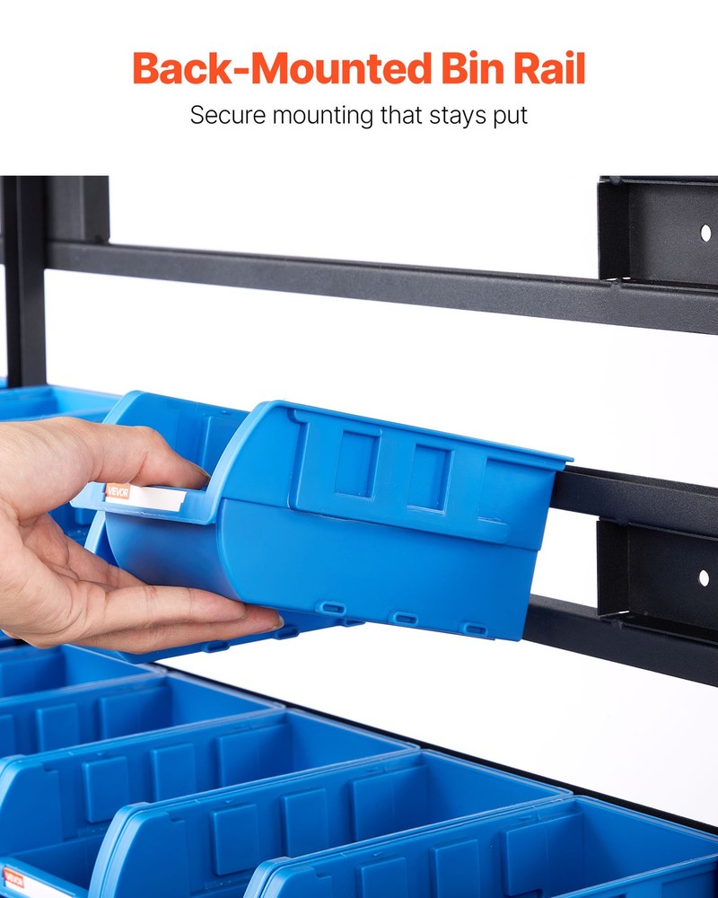 VEVOR Double-Sided Rolling Bin Rack 7-Tier Bin Rack Storage System with 94 Bins