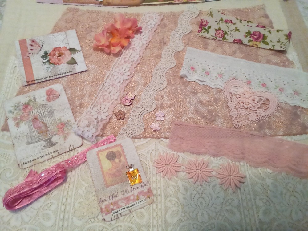 Junk Journal Supplies, 124 Pc. Pink