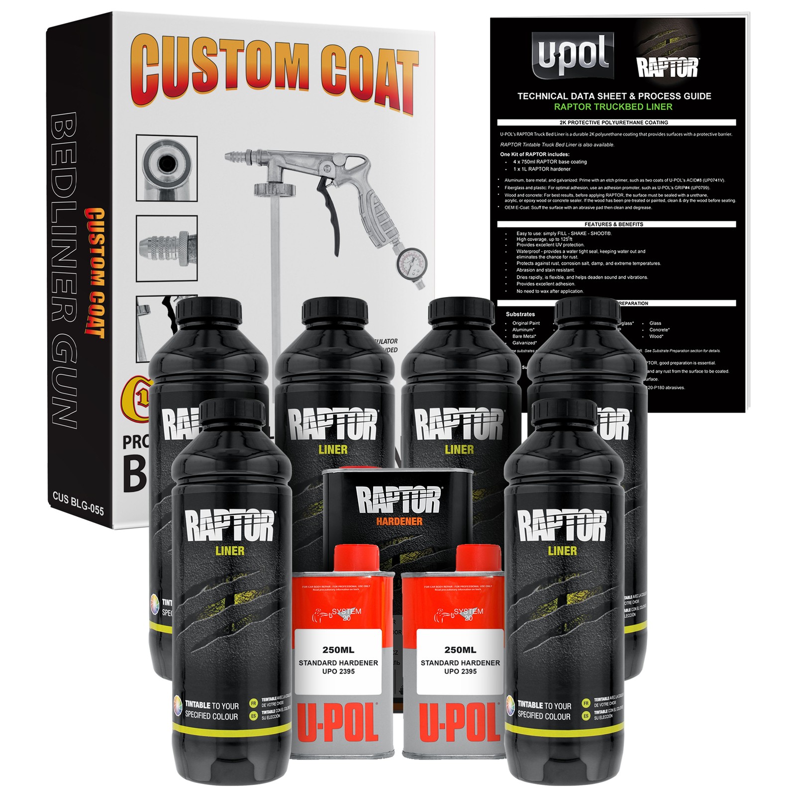 Raptor Tintable Urethane Spray-On Truck Bed Liner Spray Gun, 6 Liters