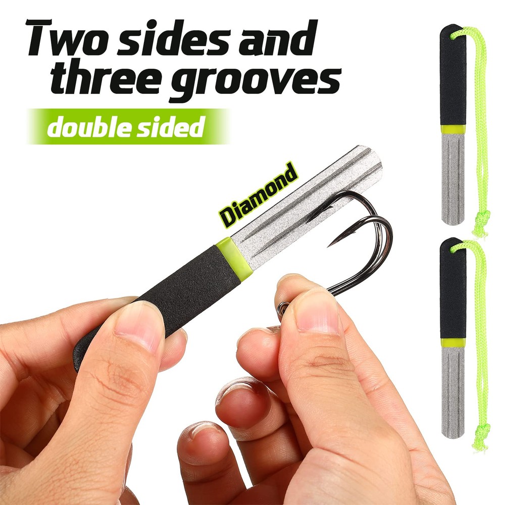 Sharpener Hook File Set 4 Diamond Fishing Hook File Portable Fish Hook Sharpener