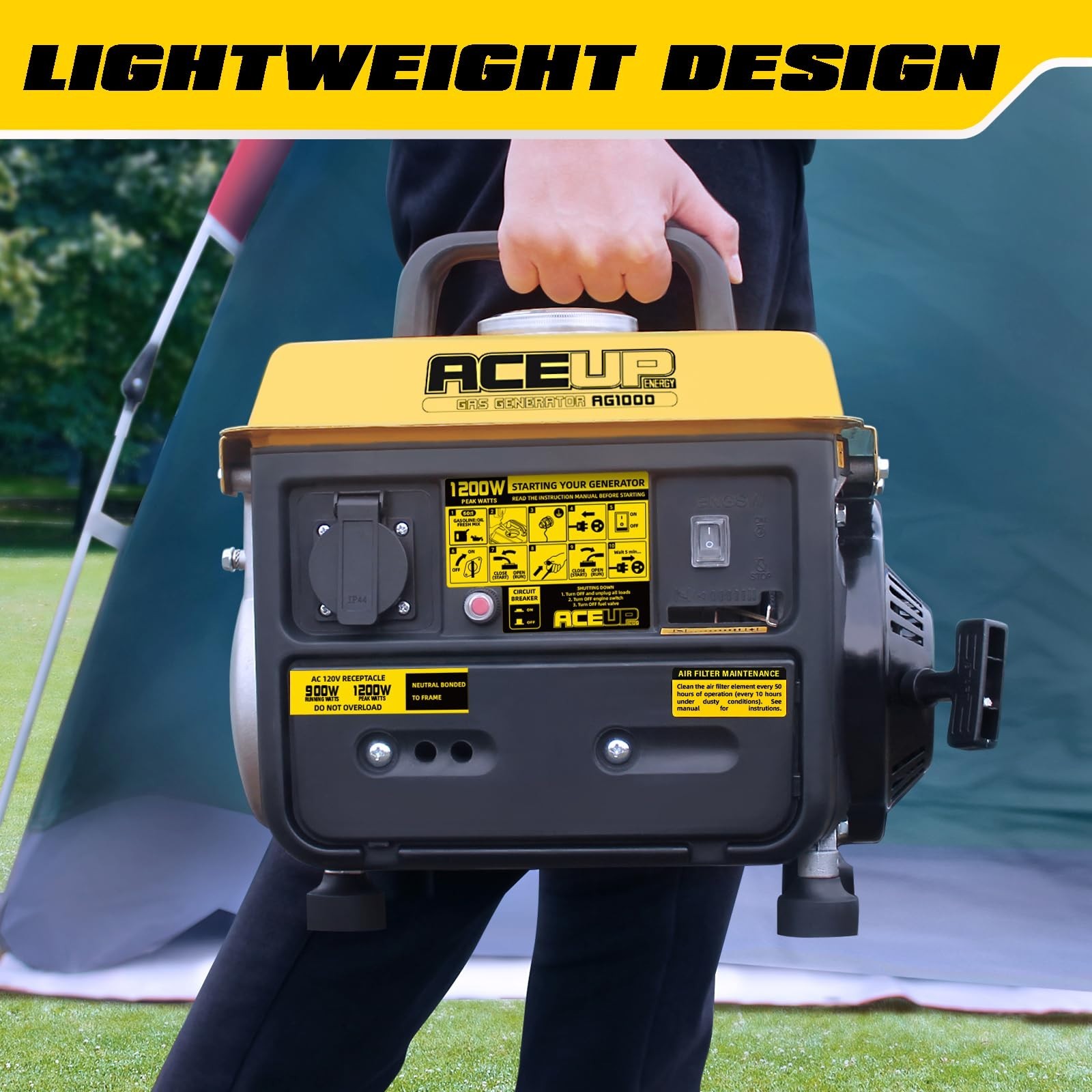 Aceup Energy 1,200W Small Gas Generator, Small Portable Generator EPA & CARB New