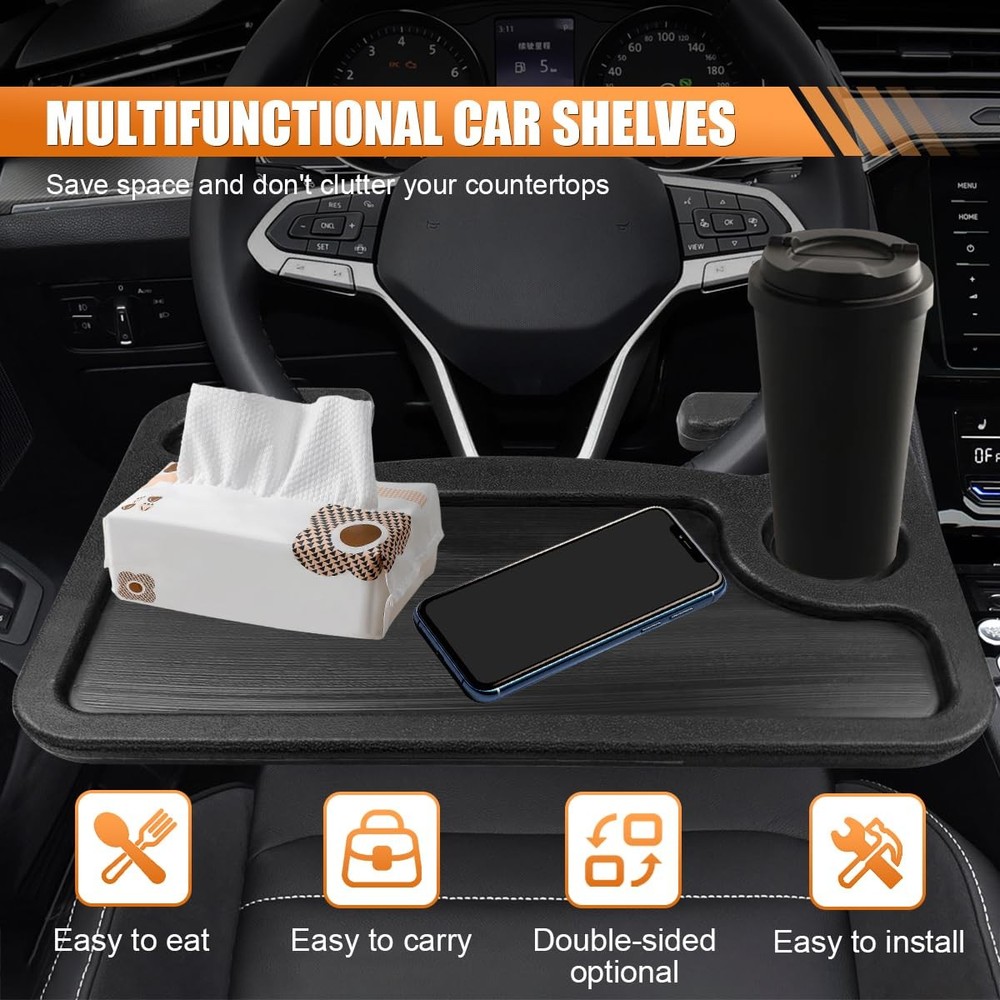 Multipurpose Car Steering Wheel Tray Desk Black