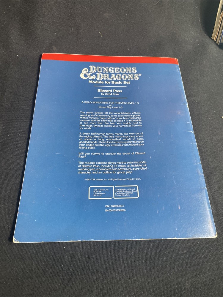 Advanced Dungeons & Dragons Dungeon Module M1 Blizzard Pass #9067