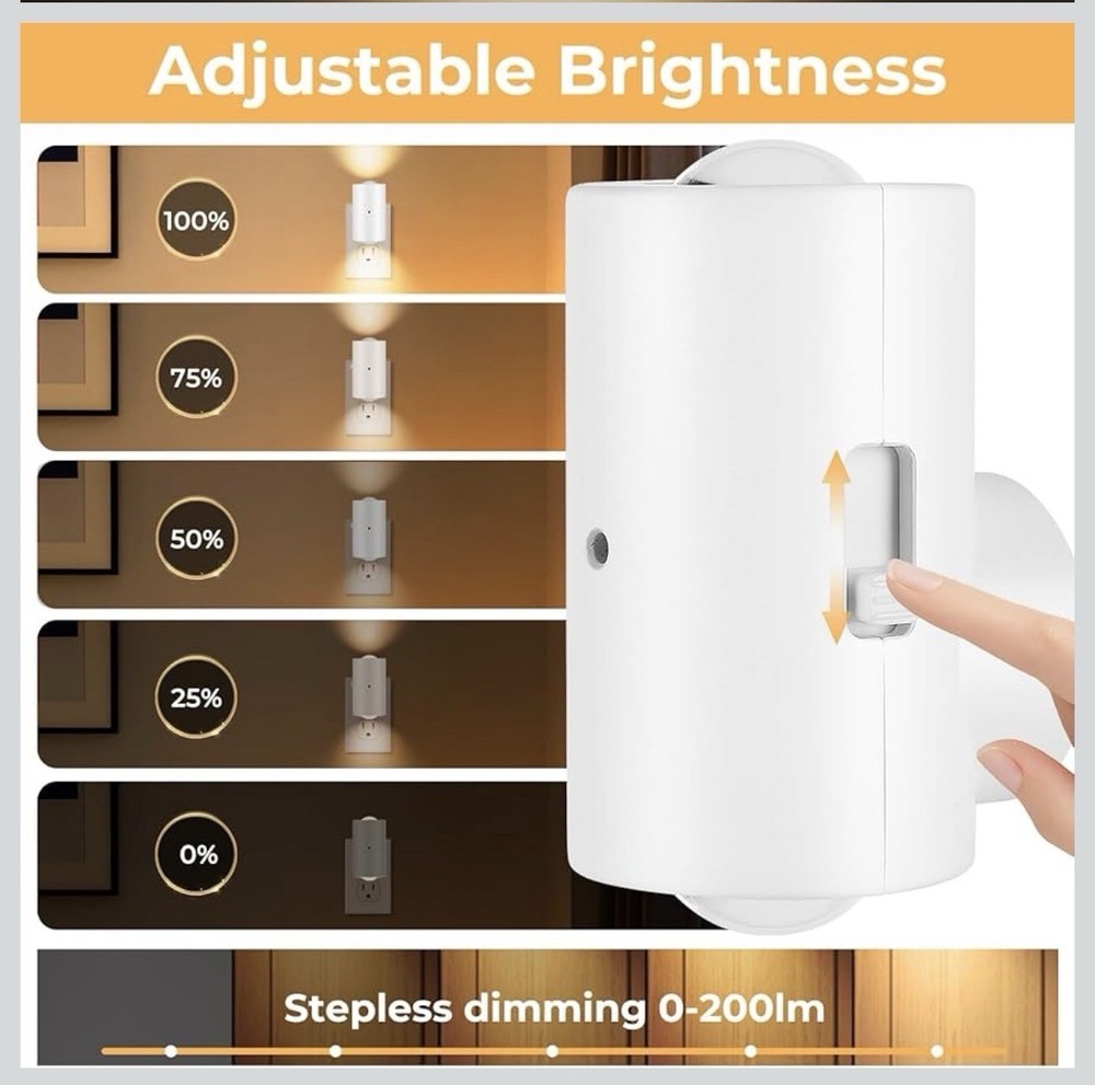 LED Night Light Plug in Wall Auto Sensor Soft Warm Light for Bedroom Hallway