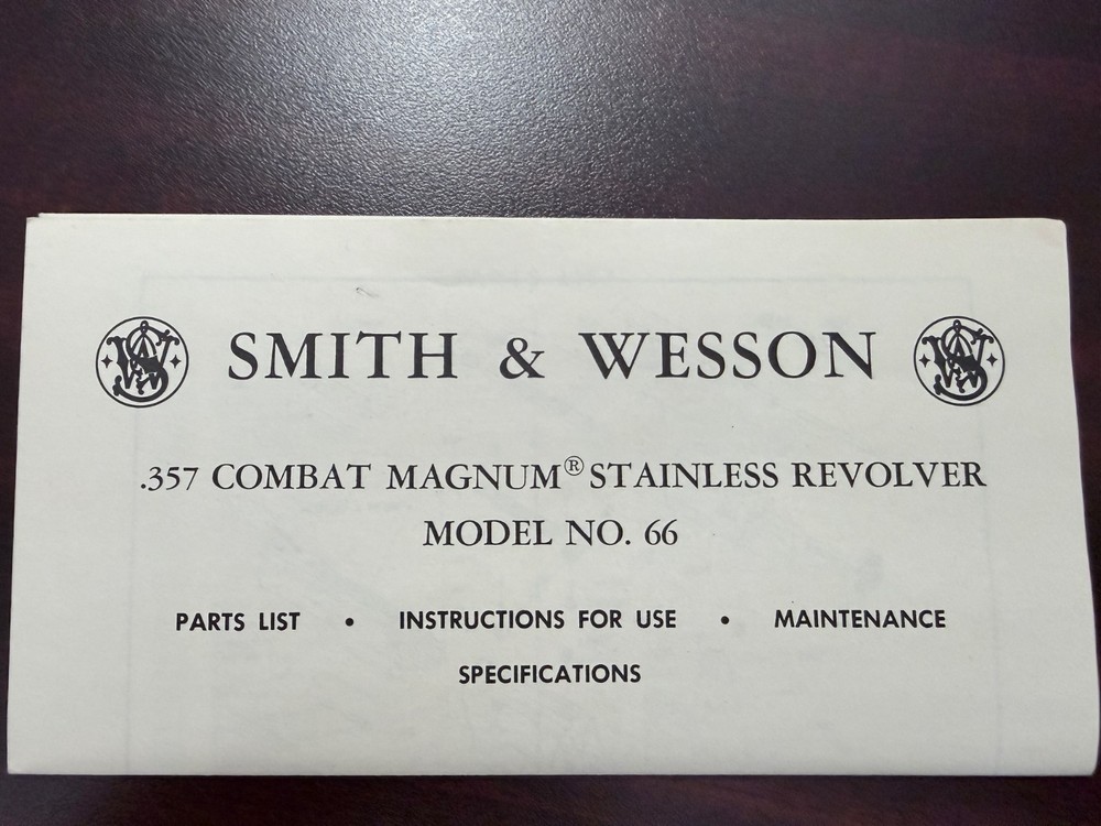 Smith & Wesson Model 66 vintage Manual