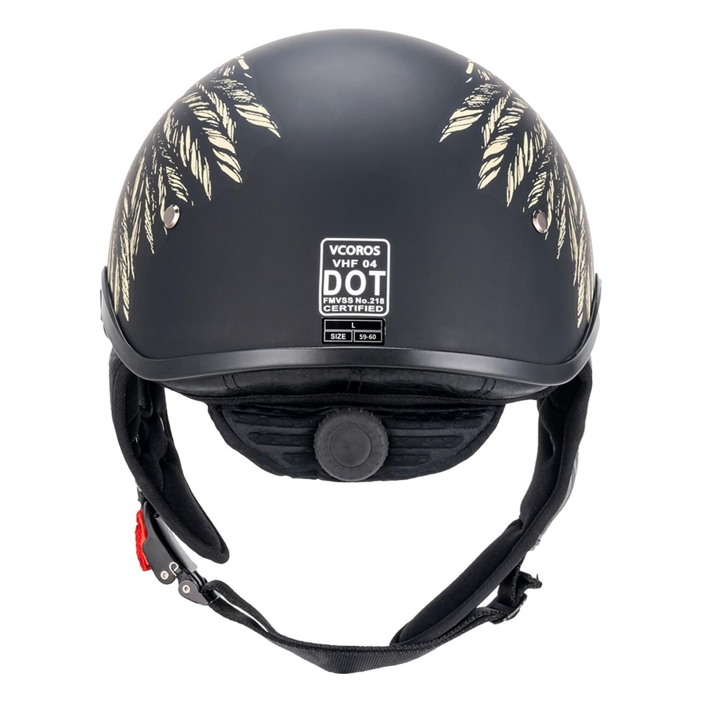 VCOROS Half Helmets Motorcycle VHF04 Open Face Sun Visor Large, Matte Indian