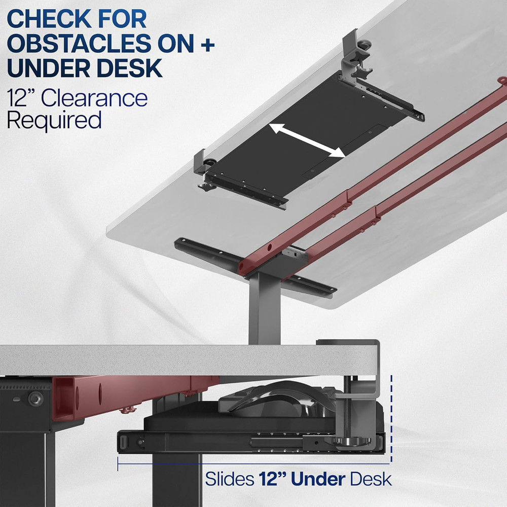 VIVO Small Keyboard Tray, under Desk Pull Out with Extra Sturdy C Clamp Mount Sy