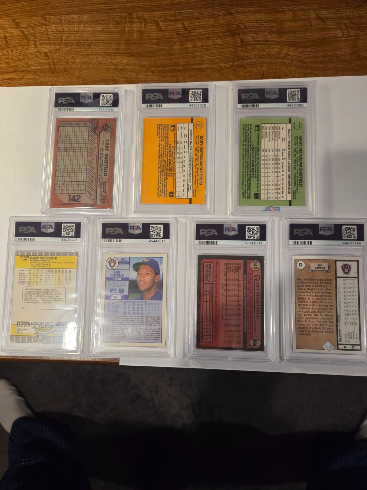 1989 Bowman Topps Fleer Donruss Score Upper Deck (7) RC lot Gary Sheffield PSA 9