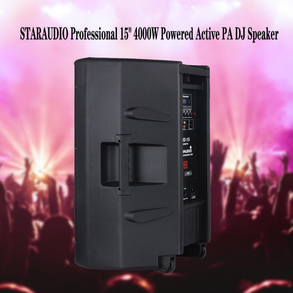 15" 2-Way 4000W Active Powered Speaker Bluetooth PA Stage Audio Speaker System