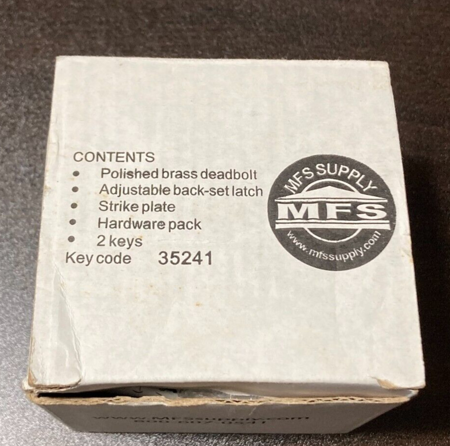 MFS Supply Polished Brass Deadbolt w/2 keys - Keycode 35241