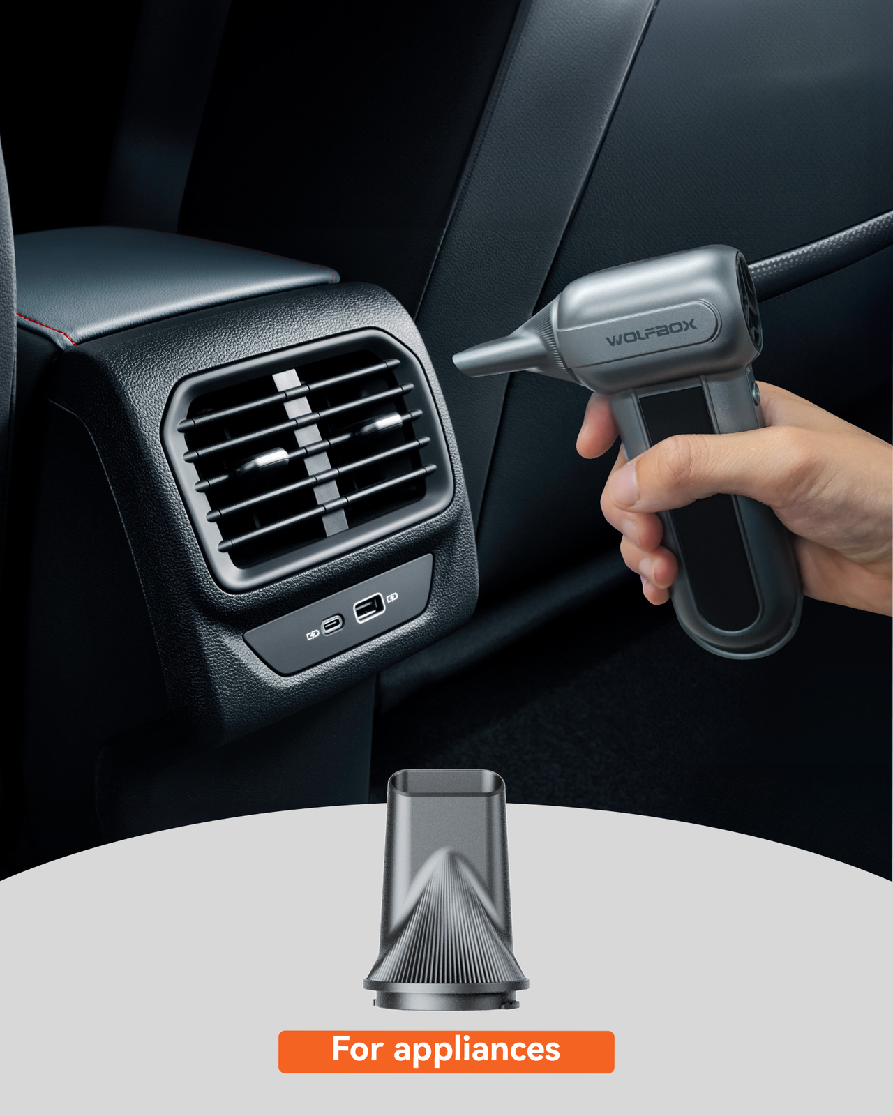 WOLFBOX MF100 Rechargeable Air Duster Cleaner 150000RPM 3-Gear Cordless for PC