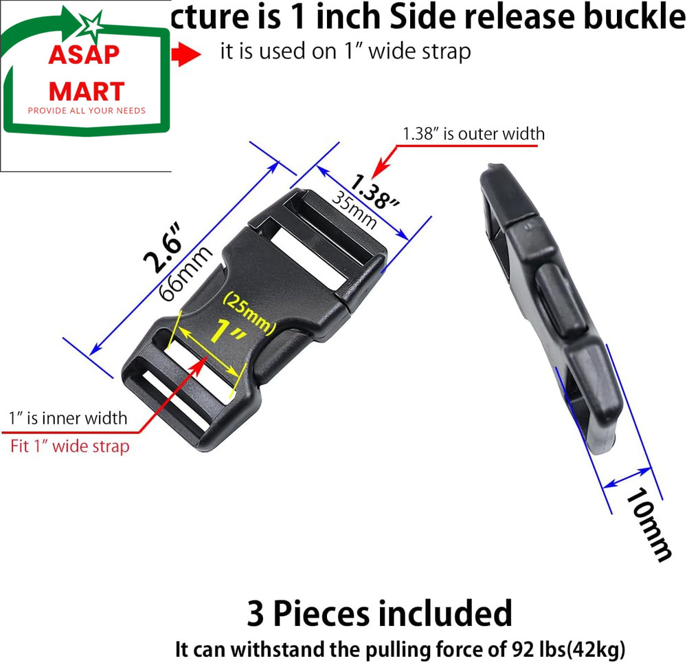 Plastic Buckles, Heavy Duty Side Release Plastic Replacement Buckle Clips.