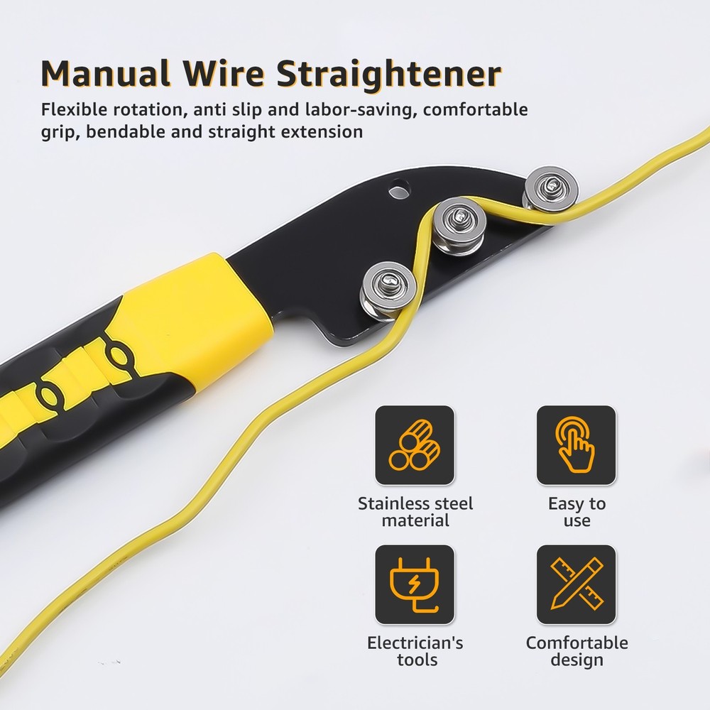 Efficient Portable Wire Straightening Tool with Non-Slip Handle for Wire Bending