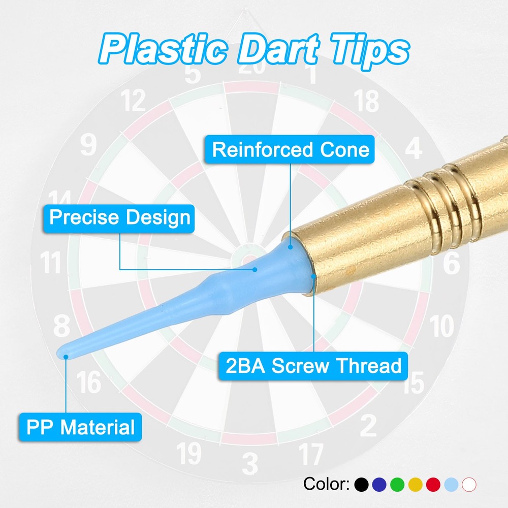 90Pcs 2BA Thread Plastic Soft Dart Tips Replacement Dart Accessories, Sky Blue