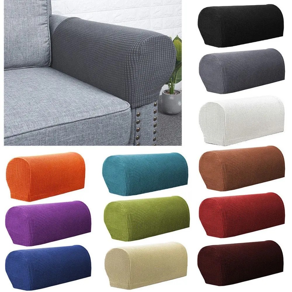 2PCS/SET Sofa Armrest Covers Fleece Premium Armrest Covers Stretchy Chair Sofa C