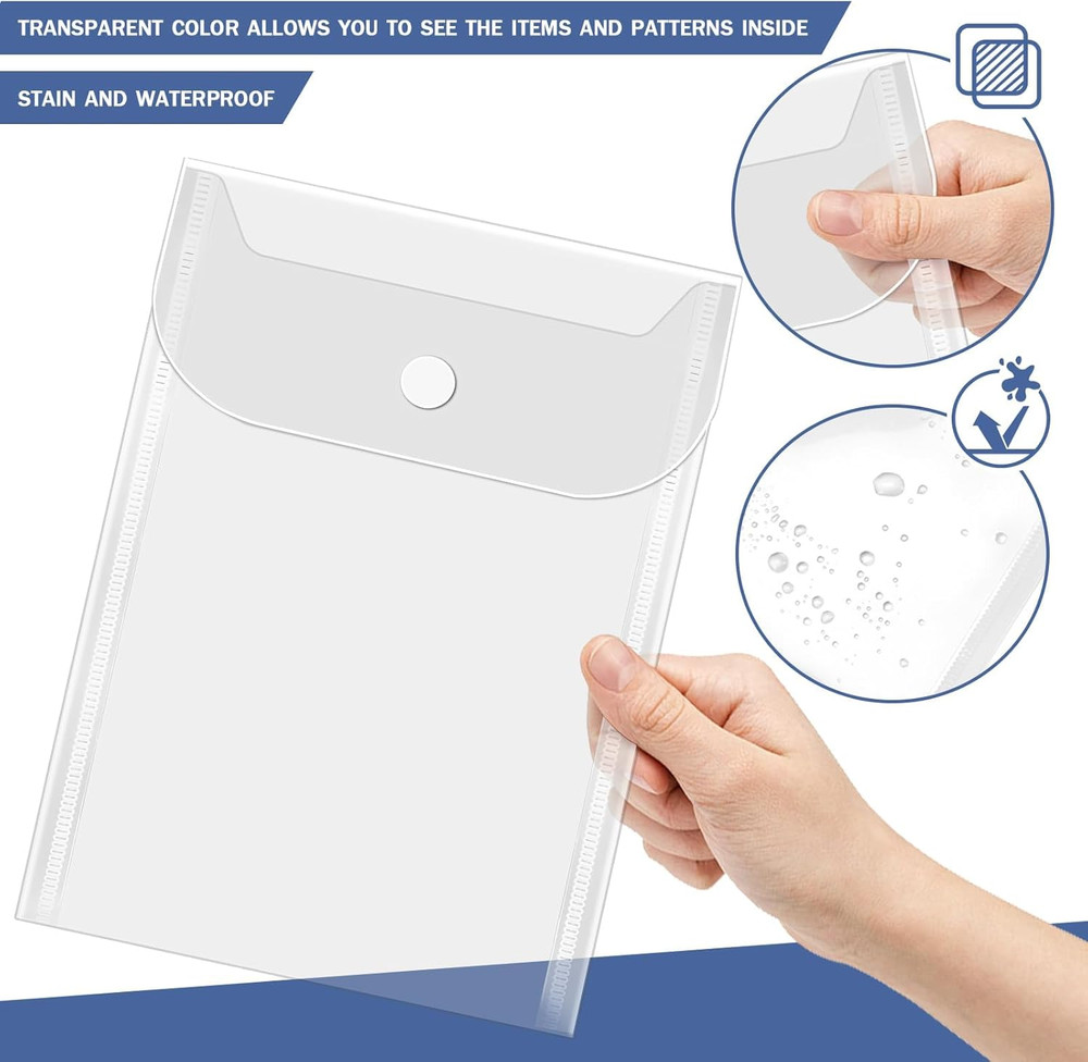 20 Pcs Small Plastic Envelopes with Snap Closure, Reusable Stamp and Die Storage