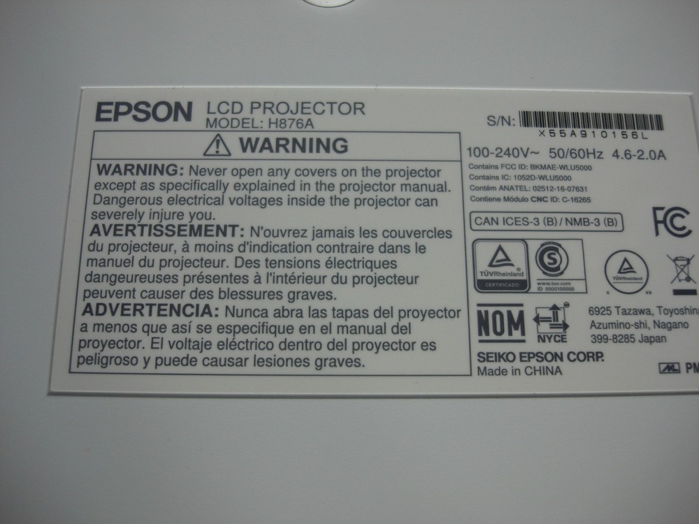 Epson Brightlink Pro 1470Ui Interactive Laser Projector 602 Hours Model H876A