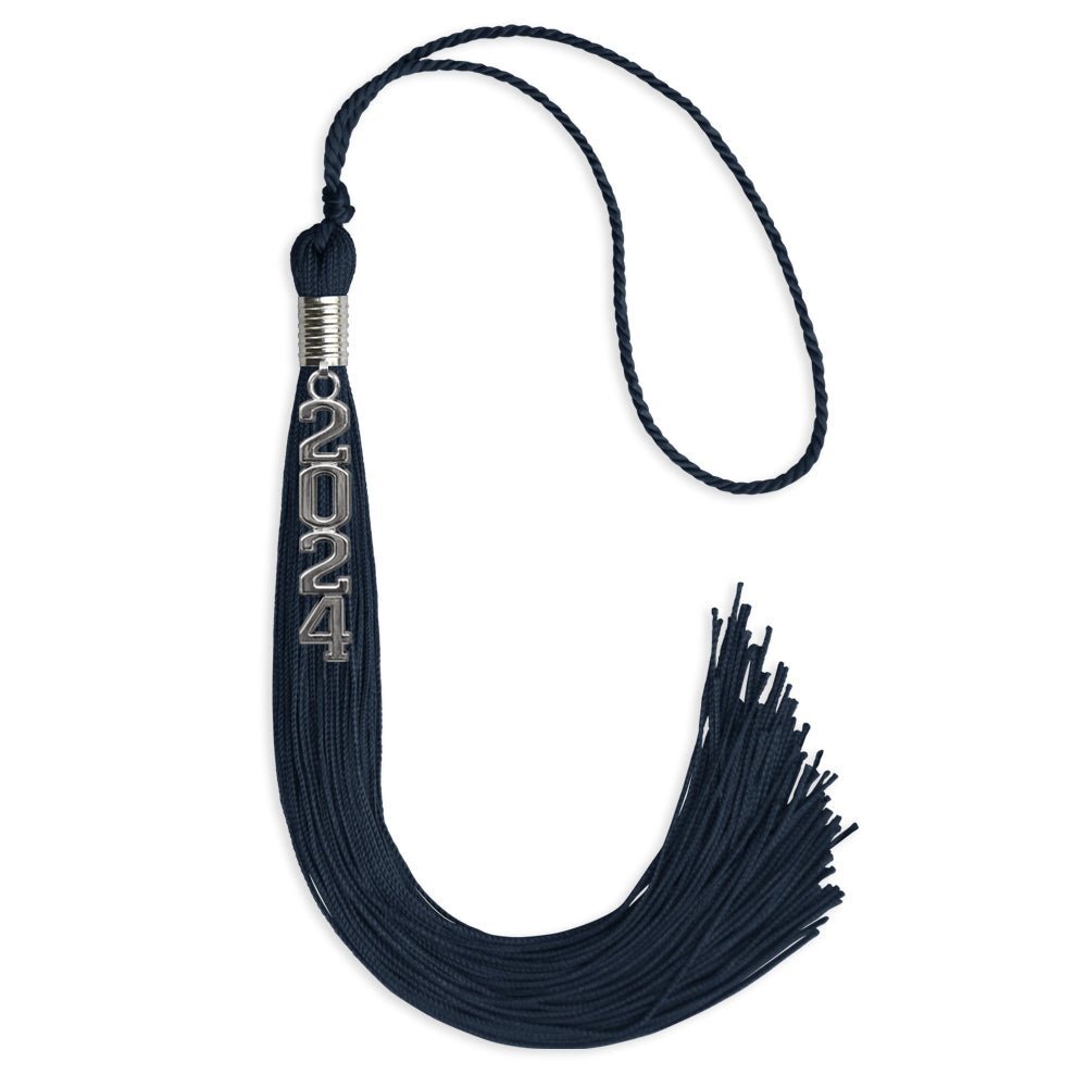 Endea Graduation Navy Blue Tassel With Silver Stacked Date Drop