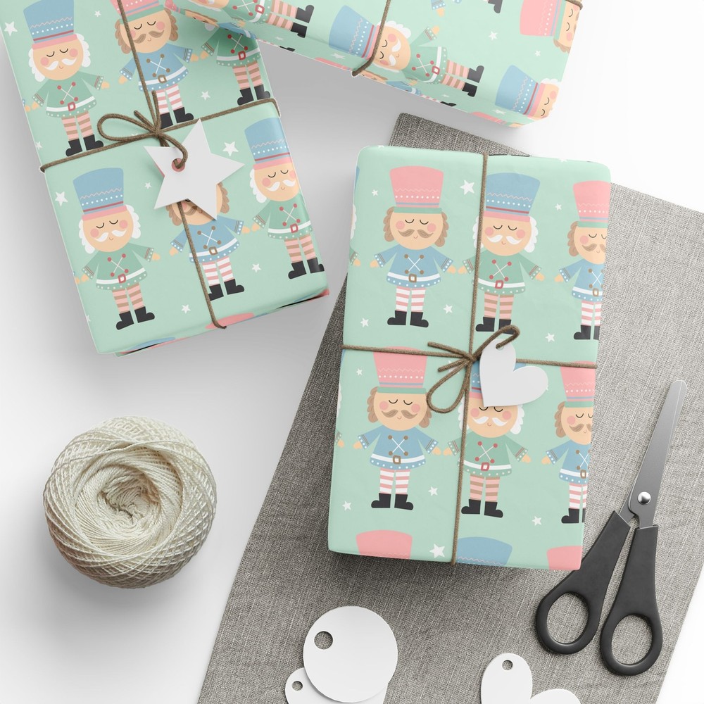Mint With Nutcracker Print Wrapping Papers