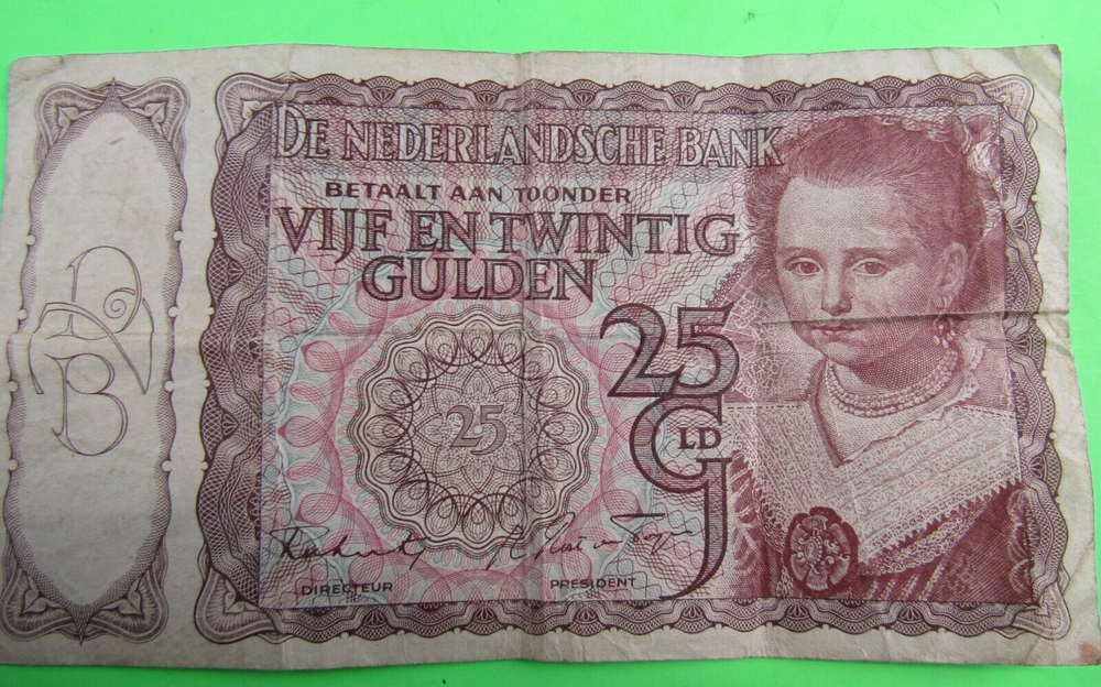 NETHERLANDS , 25 GULDEN, P#60, 1943