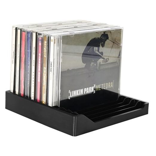 CELSOL CD Holder – Vinyl-Style CD Storage for2 Discs, Premium Matte Black CD 1