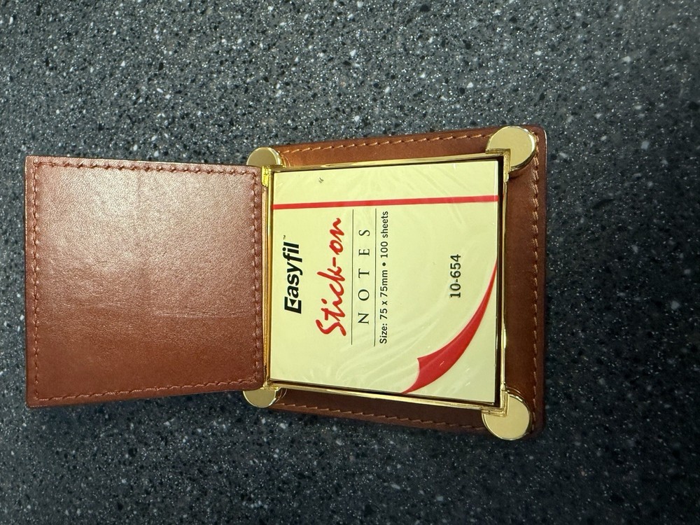 Emirates Leather With Gold Embellishment Post-it Note Holder NEW