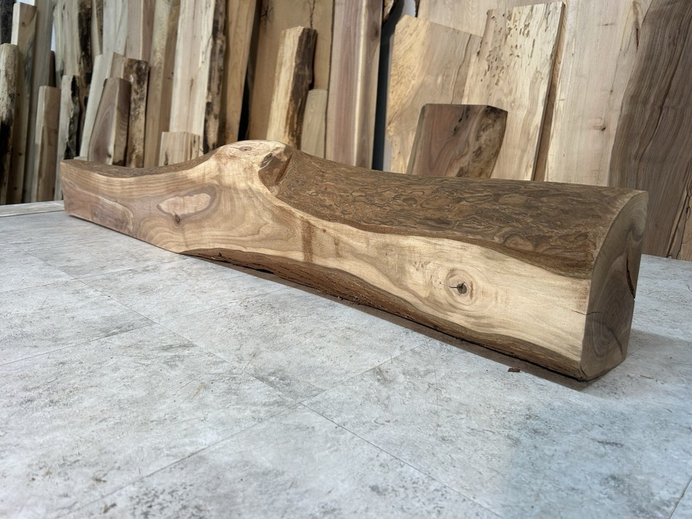 Figured Walnut Mantel/Fireplace Mantel Shelf/Solid Wood/Live Edge Walnut Shelf