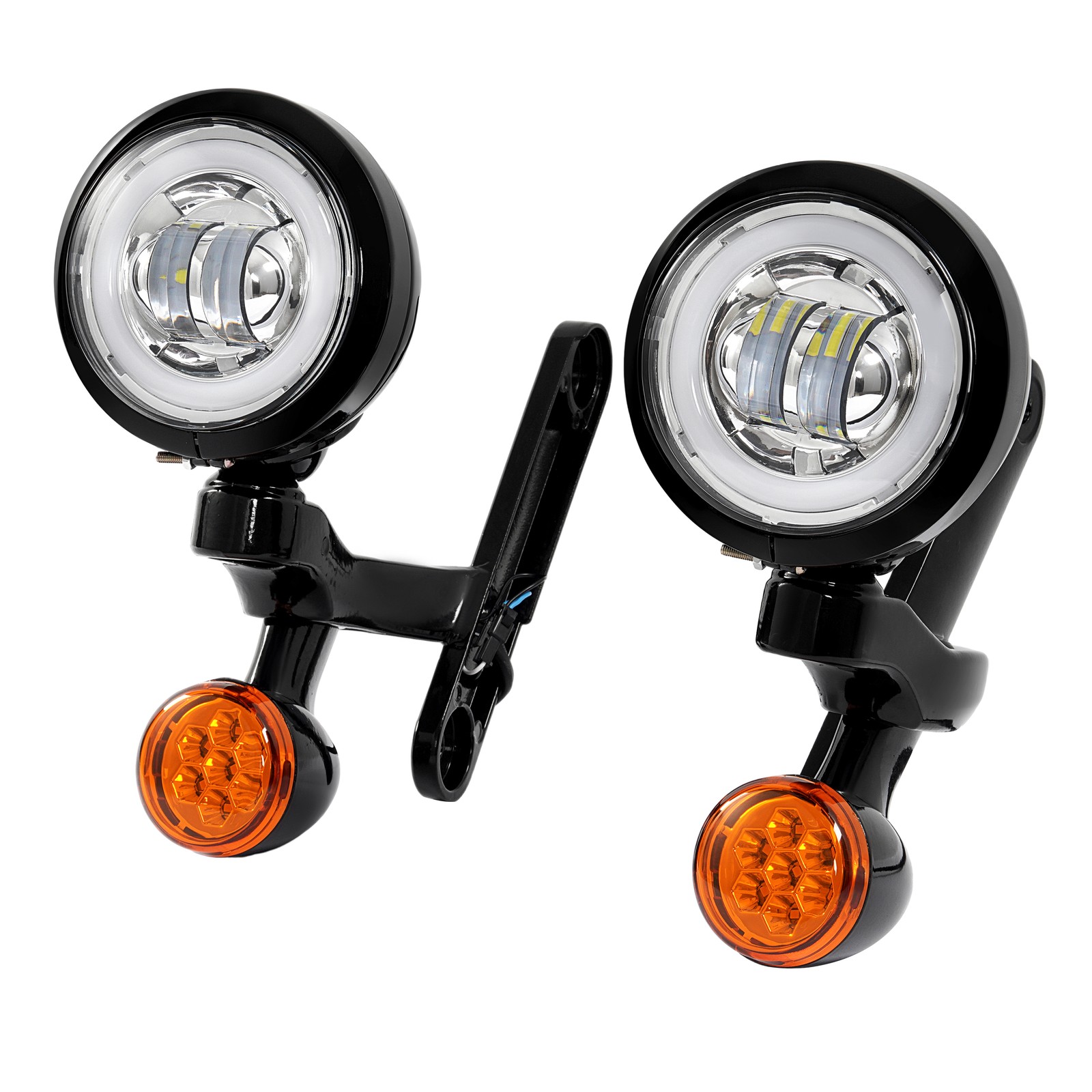 Fog Light Bracket Turn Signal LED For Harley Road King Street Glide 1994-2024